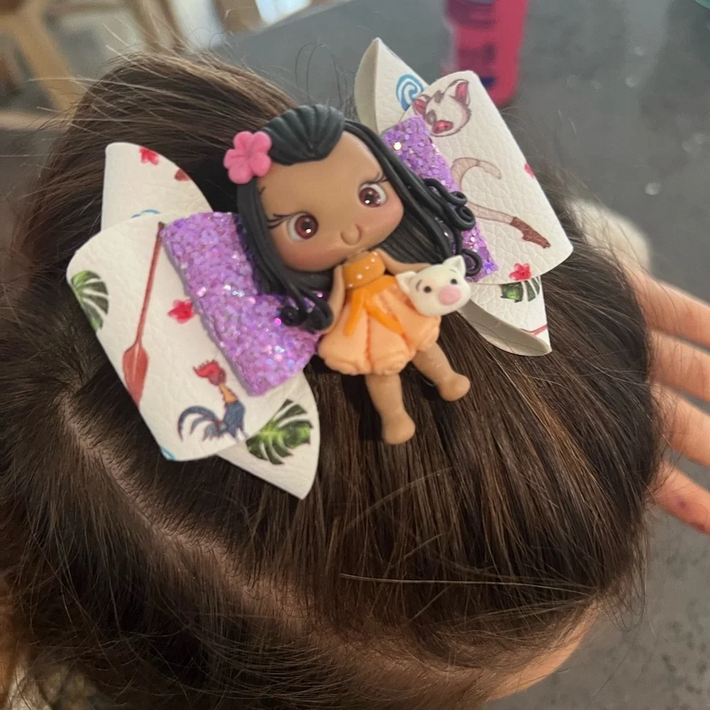 Disney Moana Hair Bow with Purple and Orange Accents